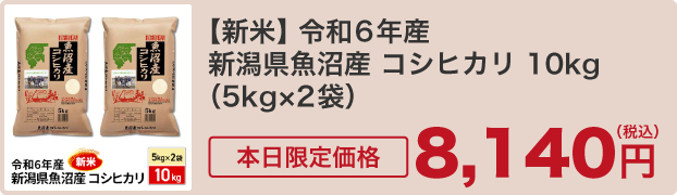 【新米】令和6年産 新潟県魚沼産 コシヒカリ 10kg （5kg×2袋）