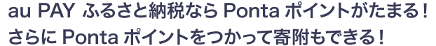 au PAY ふるさと納税ならPontaポイントがたまる！さらにPontaポイントを使って寄附もできる！