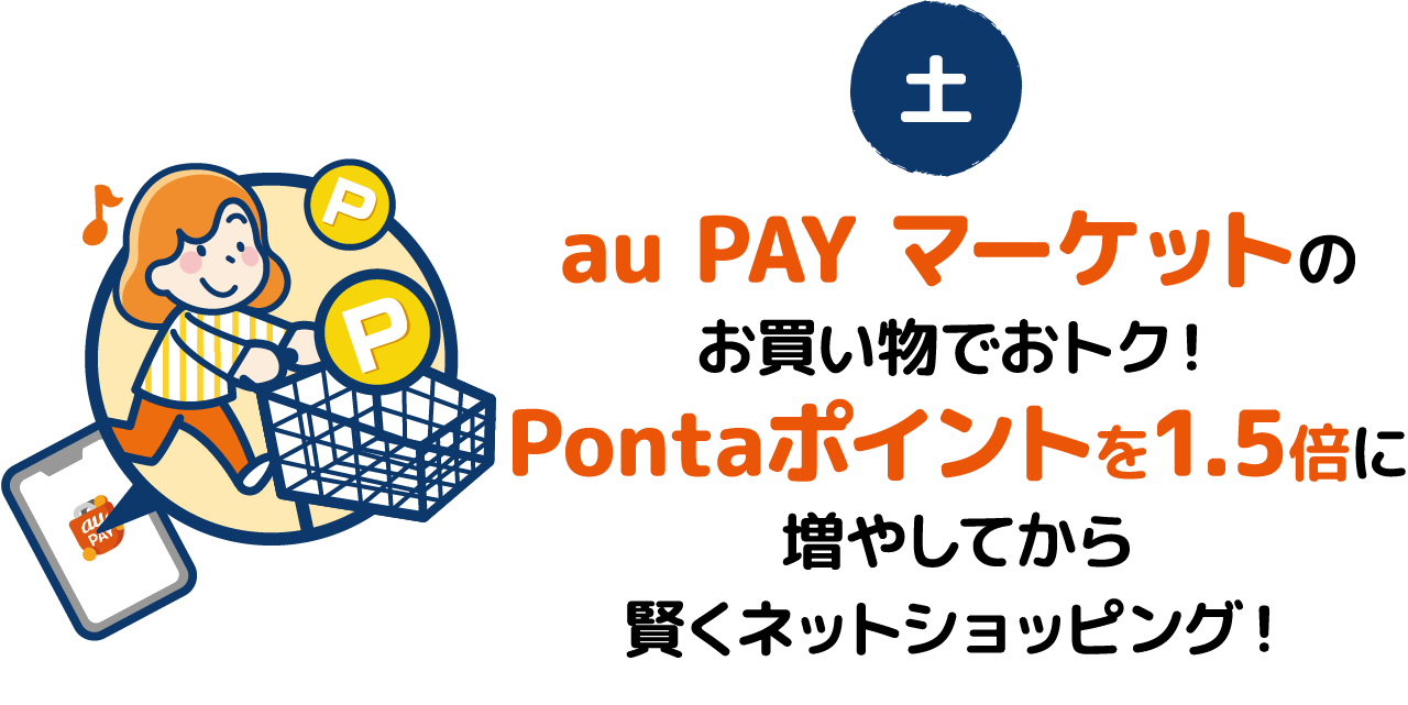 [土]au PAY マーケットのお買い物でおトク！Pontaポイントを1.5倍に増やしてから賢くネットショッピング！