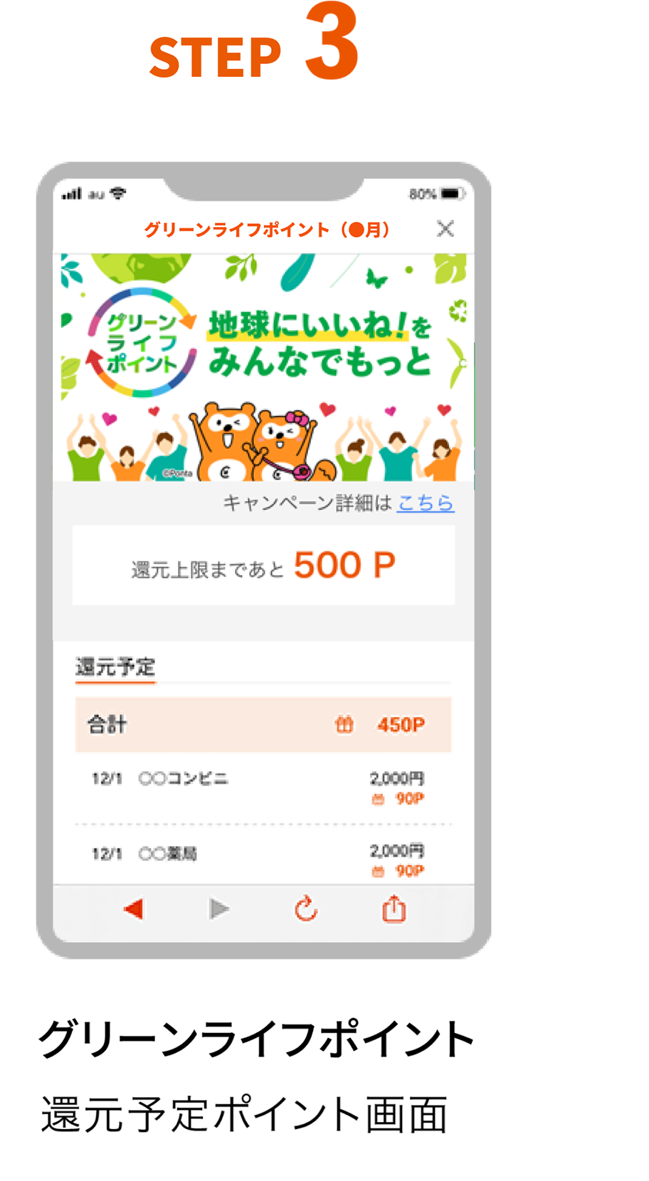 Step3　還元予定ポイント画面が表示される