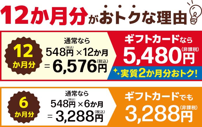 12か月分がおトクな理由