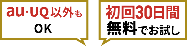 au・UQ以外もOK、初回30日間は無料でお試し